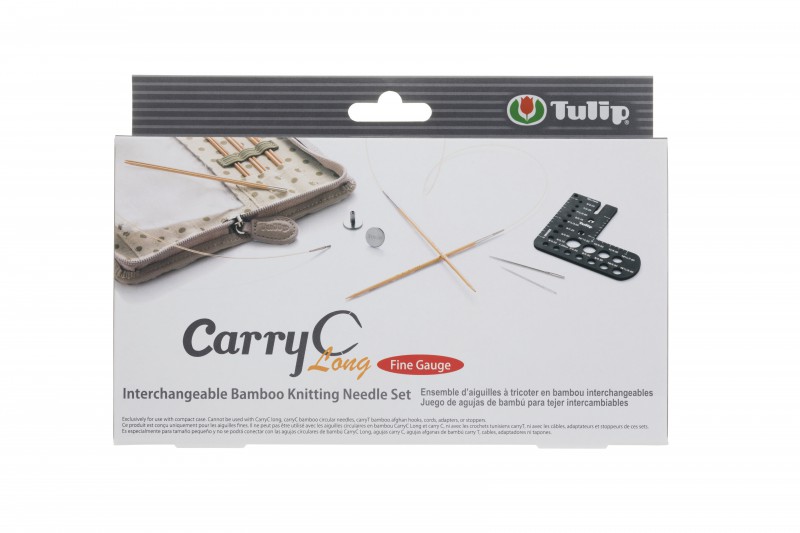CarryC Long “Fine Gauge” Interchangeable Bamboo Knitting Needle Set ...