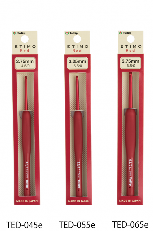 Tulip Needle TED-001E Etimo Red Crochet Hook with Cushion Grip Set